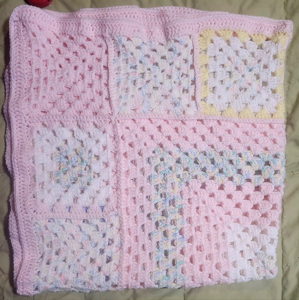 Homemade Pastel Pink 42" By 42" Crochet Blanket - Picture 6 of 6